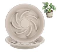 M METERXITY 2 Bandejas, 5.5 Pulgadas 14cm Diámetro Interno Anti-Pudrición De Raíces Bandejas De Resina para Interior/Exterior, Plato De Goteo [7.1 Pulgadas Diámetro Externo, Gris Blanco]