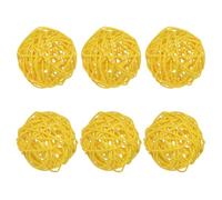 M METERXITY 6-Pack Bolas de Ratán Tejidas de 60mm/2.4" Bolas de Ratán Decorativas Orbes Rellenos de Jarrón Cuenco para Navidad/Bodas/Día de Acción de Gracias/Manualidades [Amarillo]