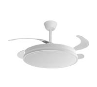 M MI DEKOR Ventilador de Techo LED, Blanco, con Mando a Distancia y Temporizador - 3 Aspas Transparentes, Motor DC, 6 Velocidades, 4900 lm, 3 Tonos de Luz (3500K/4000K/6500K), Ø107 cm, MD1401