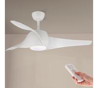 M mimotec - Ventilador de Techo con luz Led Fanton Blanco con luz y Mando a Distancia, Bajo consumo, motor DC, 8 velocidades,Silencioso ,3 Aspas, modo invierno-verano, LM8080