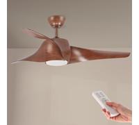 M mimotec - Ventilador de Techo con luz Led Fanton Madera con luz y Mando a Distancia, Bajo consumo, motor DC, 8 velocidades,Silencioso,3 Aspas, modo invierno-verano, LM8081