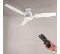 M mimotec - Ventilador de Techo con luz Led White Bass, mando a distancia, motor DC 31W+Luz Led 18W, 6 velocidades, Silencioso,3 Aspas de MDF, 132 cm, función verano-invierno, temporizador
