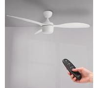 M mimotec - Ventilador de Techo con luz Led White Lin 51W, mando a distancia, motor DC 32W+Luz Led 18W, 6 velocidades, Silencioso,3 Aspas de MDF, 132 cm, función verano-invierno, temporizador
