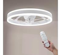 M mimotec- Ventilador de Techo LED Verona 36W Blanco con Mando a Distancia, Motor DC Silencioso, 6 Velocidades, Luz LED CCT e Intensidad Ajustable, Función Verano/Invierno y Temporizador