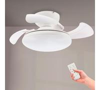 M mimotec - Ventilador de Techo LED White Mushroom Ø72,5 cm, Motor DC Silencioso, Luz LED 24W Regulable 3CCT, Control Remoto, Temporizador y Función Verano/Invierno