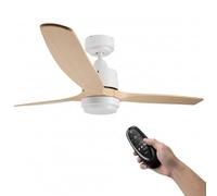 M mimotec - Ventilador de Techo LED White Sara 132 cm con Motor DC 23W, Luz Regulable 18W 3CCT, IP20, Control Remoto, Temporizador y Función Verano/Invierno