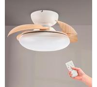 M mimotec - Ventilador de Techo LED Wood Mushroom Ø72,5 cm, Motor DC Silencioso, Luz LED 24W Regulable 3CCT, Control Remoto, Temporizador y Función Verano/Invierno