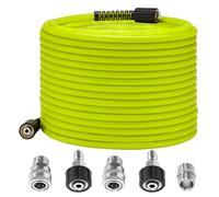 M MINGLE Manguera de lavado a presión de 50 pies x 1/4 pulgadas, manguera de lavado eléctrico de repuesto con juegos de adaptadores de lavadora eléctrica de conexión rápida de acero inoxidable M22 de