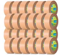 m-office Cinta Adhesiva Papel Kraft, Cinta de Embalar Adhesiva para Embalaje de Cajas, Envíos, Mudanzas y Manualidades, Cinta de Papel Embalaje, Cinta Marrón Papel Kraft (24 uds, 72mmx80m)