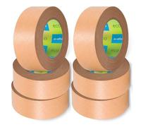 m-office Cinta Adhesiva Papel Kraft, Cinta de Embalar Adhesiva para Embalaje de Cajas, Envíos, Mudanzas y Manualidades, Cinta de Papel Embalaje, Cinta Marrón Papel Kraft (6 uds, 50mmx80m)