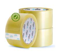 m-office Cinta Adhesiva Transparente, Cinta de Embalar Adhesiva para Embalaje de Cajas, Envíos, Mudanzas y Manualidades, Precinto Transparente Seguro y Resistente 3 Uds