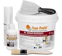 M-REPAR FACHADAS de Tecno Prodist - (5 Kg + Kit) Mortero estructural para reparaciones de fachadas, cornisas, pilares... - Contiene cemento, áridos y fibras especiales - Incluye kit aplicación