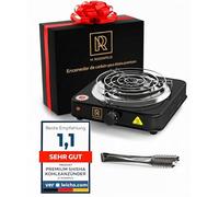 M. ROSENFELD Shisha Kohleanzünder für Shisha Kohle - Elektrischer Kohleanzünder BLACK HEAT 1000W + Shisha Zubehör Set Edelstahl Kohle Gitter & Shisha Zange Kohlegrill Shisha 150cm Kabel (Schwarz)