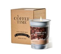 M&SENSE Latte de Coco Velas Aromáticas 460g, Regalo Mujer Original Exótico, Decoracion Hogar Verano y Playa, Aroma Coco y Cafe Tostado, Velas Grandes en Recipiente de Aluminio de Lujo 99h