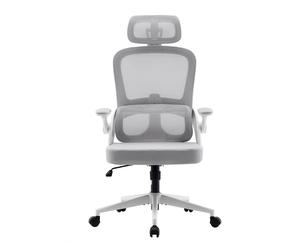 M102C Silla ergonómica - Altura ajustable,Soporte lumbar,Brazos ajustables,Cojín espacioso plegable,136kg máx,TÜV,Blanco - Nuevo