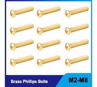 M2 M2.5 M3 M4 M5 M6 M8 perno Phillips de latón tornillos de cabeza redonda cruzada roscada métrica sujetadores eléctricos tornillos de máquina de Metal M2 (50pcs)