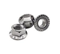 M3 M4 M5 M6 M8 M10 M12 M16 DIN6923 304 Tuerca de bloqueo brida hexagonal dentada con cabeza acero inoxidable para pernos y tornillos(25pcs M6)