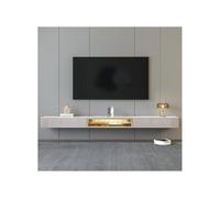 M4VJjuhEC Unidad de TV Mueble de TV for Sala Estar, Tablero Roca, Colgante Pared Madera Maciza (con Luces)(Grande)