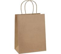 M7 Packaging Bolsas de papel kraft de color marrón, tamaño grande, 250 por caja, asa trenzada, 28 x 30 cm, ideal para regalos, comida para llevar, fiestas, tiendas, regalos, bodas