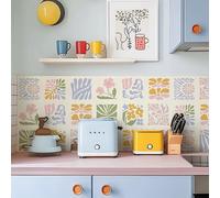 Macaron Matisse-pegatina de azulejos de vinilo para pared para decoración del hogar, autoadhesivo, pegatinas de azulejos contra salpicaduras para cocina y baño 20X20cm TD083 10 Pieces (1 Set)