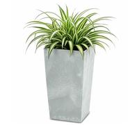 Maceta Alta 26,6 L Prosperplast Urbi Square Effect de plástico con depósito en Color Gris Claro, 50 (Alto) x 26,5 (Ancho) x 26,5 (Profundo) cms