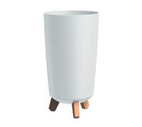 Prosperplast Gracia Tubus Slim Maceta con patas para interior y exterior, resistente a los rayos UV y a la intemperie, maceta moderna, redonda, de plástico, blanca, ligera y estable