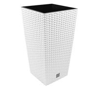 Maceta Alta Cuadrada 19 L Prosperplast Rato Square de plástico con depósito en Color Blanco, 45 (Alto) x 24 (Ancho) x 24 (Profundo) cms