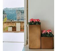 Maceta antracita de resina 40x40 Cm alta 80 cm mod. Cube Top