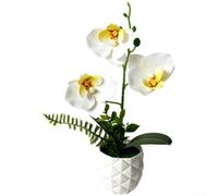Maceta artificial de mesa 26cm para decoración de oficina en casa (blanco)