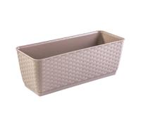 Maceta caja de flores caja de balcón aspecto de ratán incl. posavasos moca 50 cm