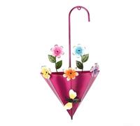 Maceta colgante de hierro forjado inspirada en el paraguas montado en la pared con drenaje, cesta decorativa para interiores y exteriores, 43 x 21,5 cm, resistente al agua, para cocina, balcón, jardín