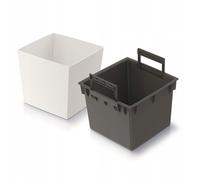 Prosperplast Macetero 2 en 1 para plantas con cubo interior, plástico cuadrado 24×24×23,5 cm Blanco