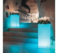 MACETA CUADRADA CON LUZ ILUMINACIÓN JARDÍN TERRAZA PISCINA LÁMPARA MAS COLORES