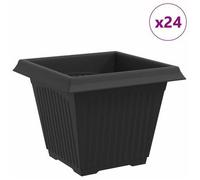 Maceta Cuadrada Para Flores 24 Uds. Negro 38 X 38 X 30 Cm Vidaxl