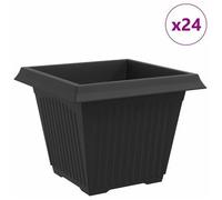 Maceta Cuadrada Para Flores 24 Uds. Negro 43 X 43 X 33,5 Cm Vidaxl