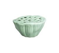 Maceta de cerámica de loto, maceta de agua de 14 cm, cuenco para bonsái, maceta de loto para exhibición de flores, suculentas y plantas hidropónicas (verde)