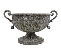 Maceta de hierro vintage de 38 cm a prueba de herrumbre para exteriores | Acabado horneado de alta temperatura, resiste el pelado de grietas por óxido, aspecto gris vintage, 38,5 x 21,5 x 19 cm