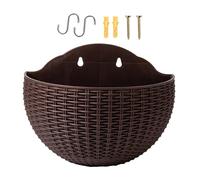 Maceta De Pared De Ratán - Maceta Colgante Semicircular, Cesta Decorativa Para Balcón Sin Taladro, Diseño De Fácil Montaje | Soporte Decorativo Para Plantas Para Uso En Paredes Interiores Y Exteriores