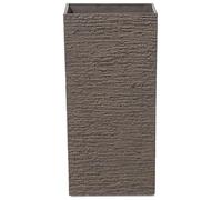 Maceta de piedra marrón alta 30 x 30 x 60 cm para interior y exterior Tenno