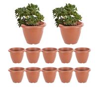 Maceta de Plástico Terracota. Pack 12 Macetas Marrones, Materiales Resistentes y Duraderos. Macetero Interior y Exterior del Hogar. Ideal para Floristerías, Jardineros, Hostelería, Comercios. Objeto