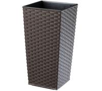KADAX Macetero Alto de Diseño Moderno para Plantas de Interior y Exterior, Maceta Grande de Plástico, Jardinera Alta (Marrón, Imitación Ratán, 57 cm)