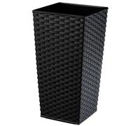 KADAX Macetero Alto de Diseño Moderno para Plantas de Interior y Exterior, Maceta Grande de Plástico, Jardinera Alta (Negro, Imitación Ratán, 68 cm, Aprox. 38L)
