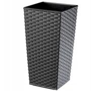 KADAX Macetero Alto de Diseño Moderno para Plantas de Interior y Exterior, Maceta Grande de Plástico, Jardinera Alta (Grafito, Imitación Ratán, 68 cm, Aprox. 38L)