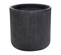 Maceta Exterior Superficie Estriada Redonda Piedra Fibra Arcilla 55x55x55 Cm Gris Oreoi