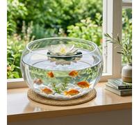Maceta grande de loto que puede usarse como pecera de vidrio transparente de 10 pulgadas, flor de loto, centro de mesa de bonsái, maceta de loto, maceta de loto, cuenco para suculentas, mesa de