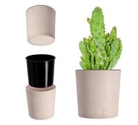 KADAX Maceta de 30 cm con virutas de madera, elegante maceta con incrustación, maceta, macetero, macetero, protector de maceta para salón, oficina (crema)