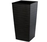 Kadax Macetero Alto de Diseño Moderno – Maceta plástico grande texturizado 36 cm aprox 6 L Negro