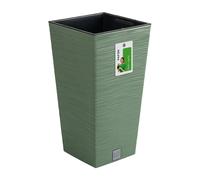Prosperplast Macetero colección Furu con depósito 29,5 x 29,5 x 55 cm Capacidad 14 L Verde tierra