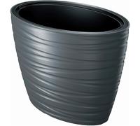 Maceta Ovalada Prosperplast 56L con Deposito y Diseño Elegante en Gris Piedra Black