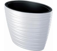 Maceta Ovalada Prosperplast 56L con Deposito y Diseño Elegante en Gris Piedra White